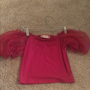 Hot Pink Puff Sleeve Altered State Crop Top